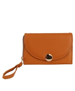 Fashion Flap Wallet Wristlet GLW-0143 COGNAC